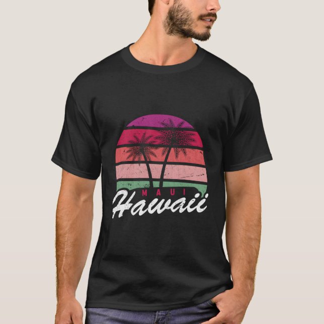 T-shirt Tropical Summer Vacances Palm Trees Maui Hawaii (Devant)
