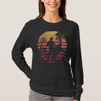 T-shirt Tropical Sunset Surfer Eau Sport Palmiers Retr