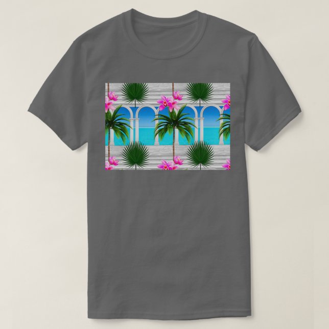 T-shirt Tropicalseapalmleaf treeArcharchesarcadecolumnssta (Design devant)