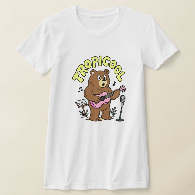 T-shirt Tropicool Bear Playing Ukulele – Cute Funny Music  (Poser)