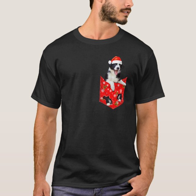 T-shirt Trottinette de Noël pour Border Collie (Devant)