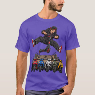 T-shirt Trottinette de stunt extrême saut mobylettes color