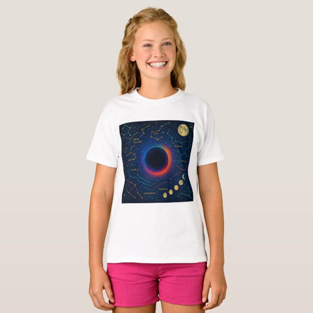 T-shirt Trou Noir Cosmique & Constellations Art - Céleste (Devant entier)