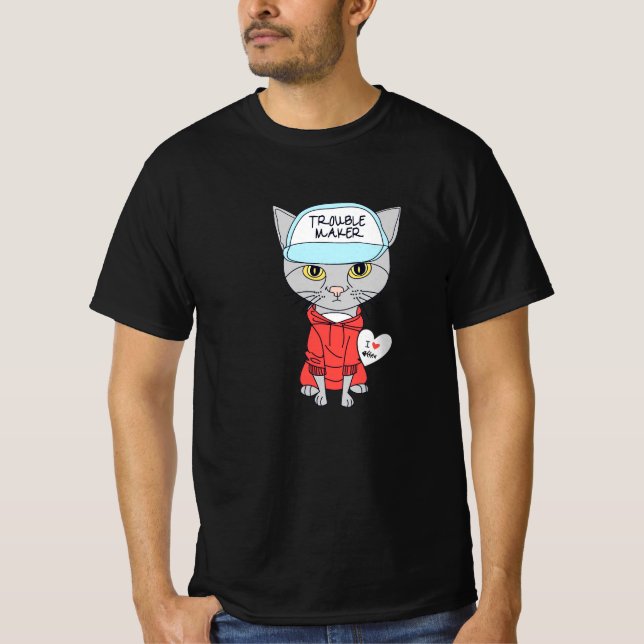 T-shirt trouble maker catlover  (Devant)