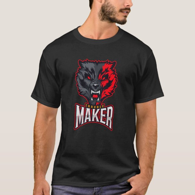 T-shirt Troublemaker Attitude Rebel Wolf 1 (Devant)
