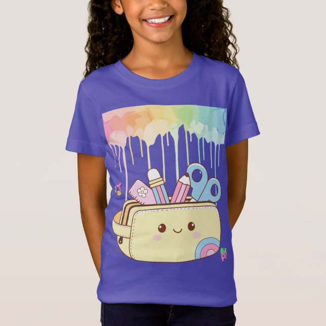 T-Shirt Trousse à crayons mignonne Kawaii  (Devant)