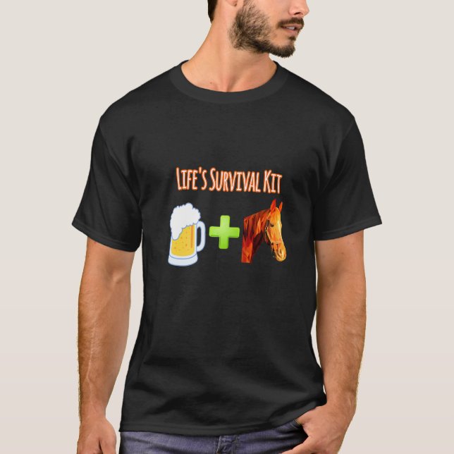 T-shirt Trousse de survie Bière plus Chevaux (Devant)