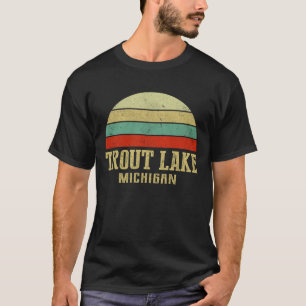 T-shirt TROUT LAC MICHIGAN Vintage Retro Sunset