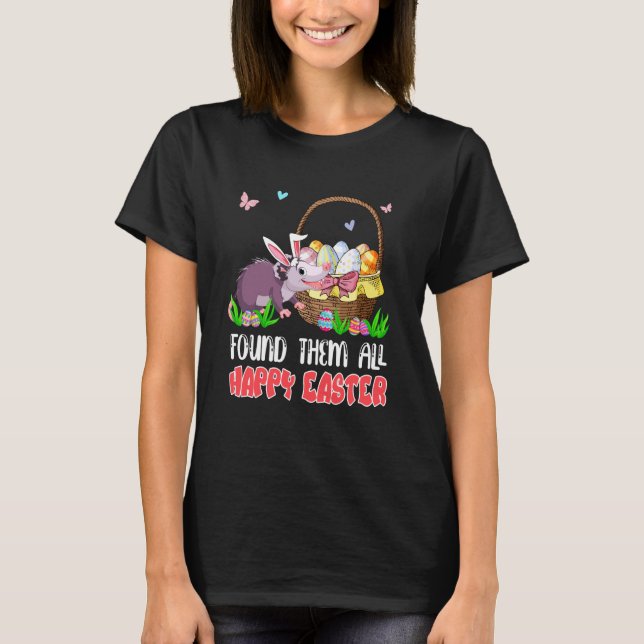T-shirt Trouvé Tous Heureux Bunny Lapin Pâques Chasse Opos (Devant)