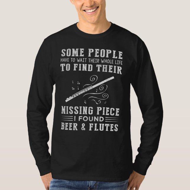 T-shirt Trouver mon morceau manquant : bière, flutes et Ha (Devant)