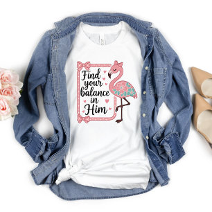 T-shirt Trouvez l'équilibre en lui Flamant rose religieux