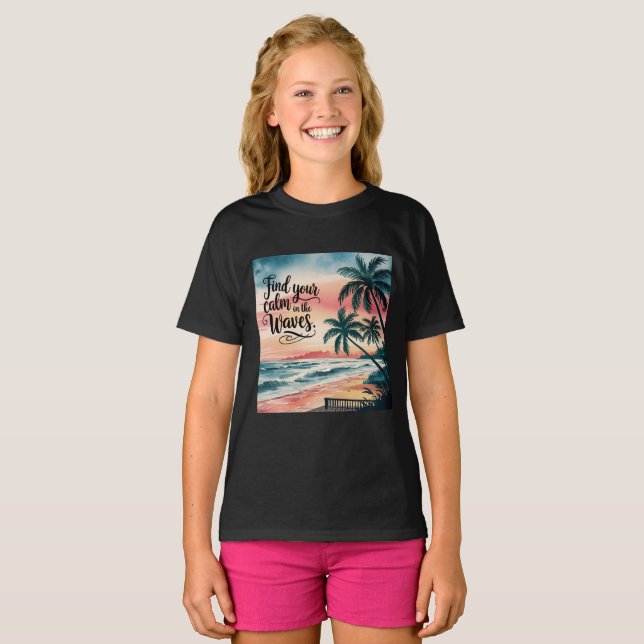 T-shirt Trouvez votre calme dans les vagues (Devant entier)