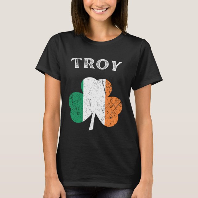 T-shirt TROY NEW YORK Irish American Shamrock Badge (Devant)