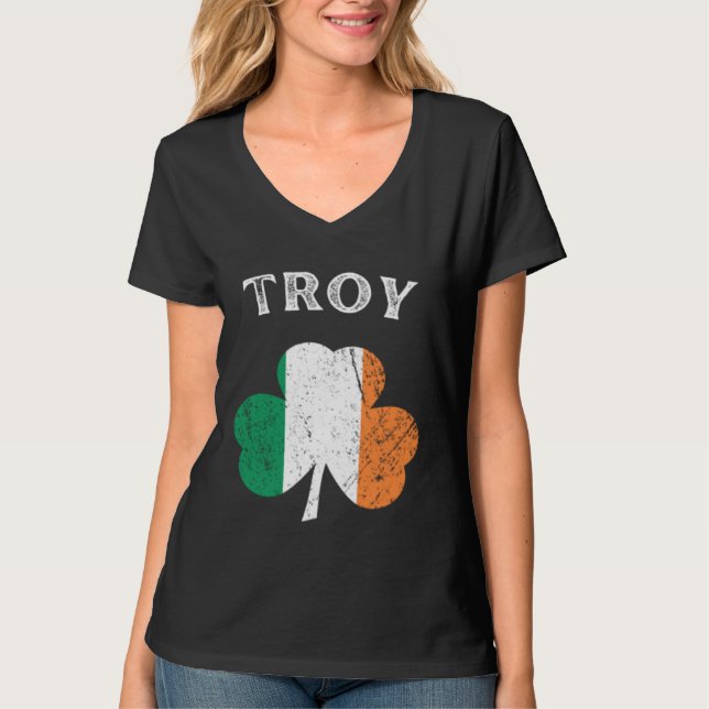 T-shirt TROY NEW YORK Irish American Shamrock Badge (Devant)