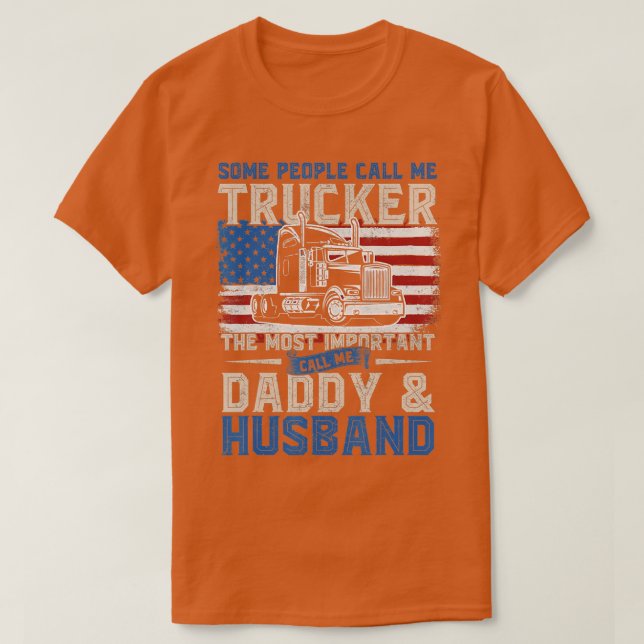 T-shirt Truck Driver Trucker Daddy Mari US Drapeau (Design devant)