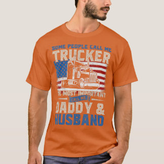 T-shirt Truck Driver Trucker Daddy Mari US Drapeau