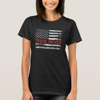 T-shirt Truck Driver USA Flag Profession Retro Job Title