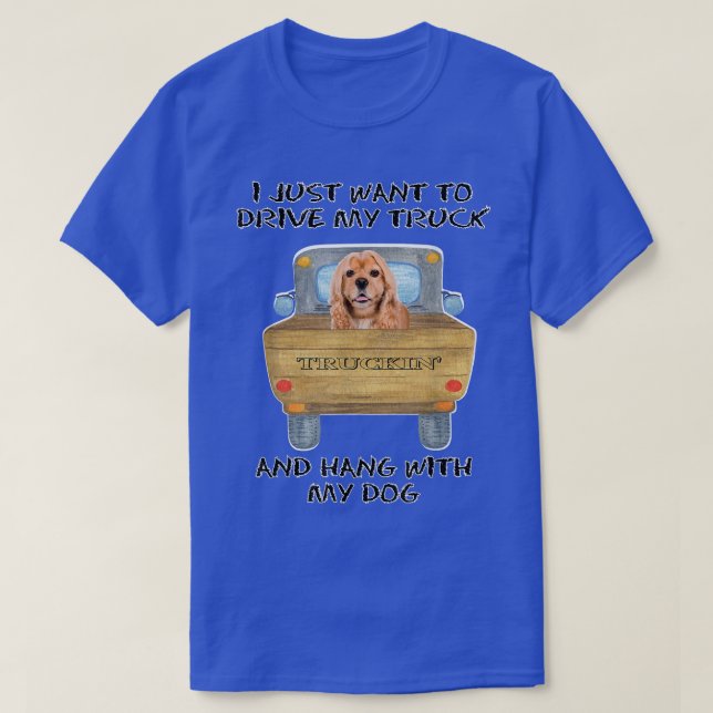 T-shirt Truck Driving Dog American Cocker Spaniel  (Design devant)