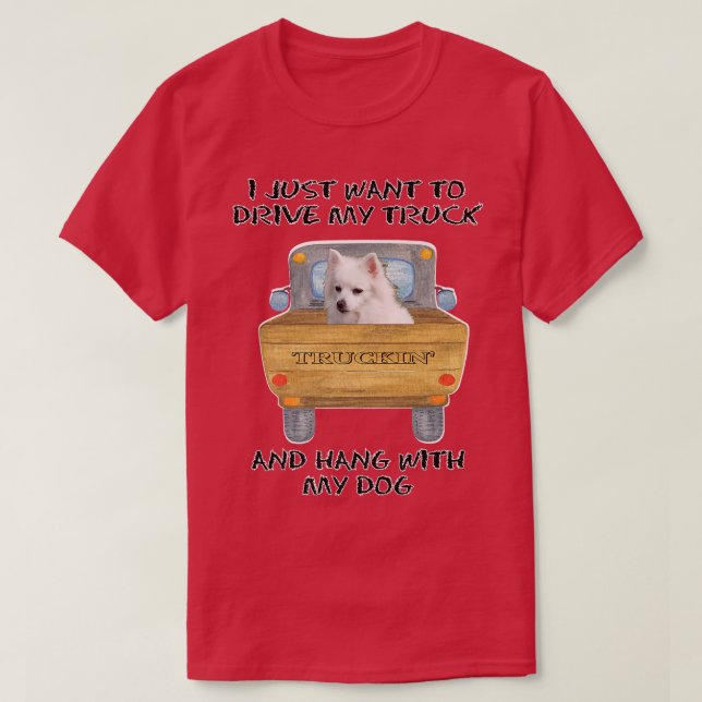 T-shirt Truck Driving Dog American Eskimo Dog  (Design devant)