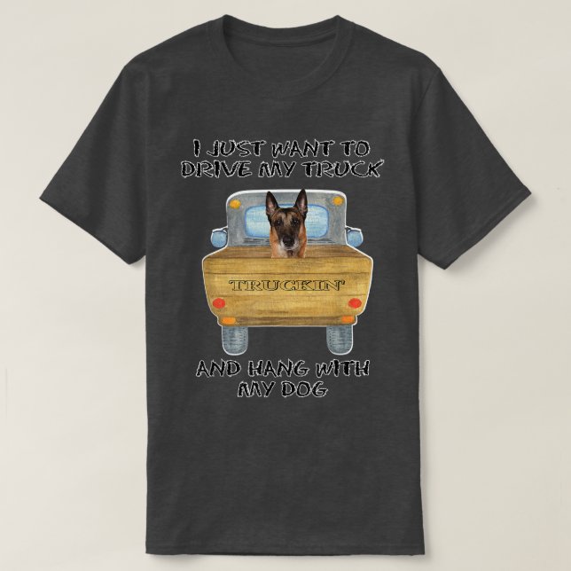 T-shirt Truck Driving Dog Belgian Malinois  (Design devant)