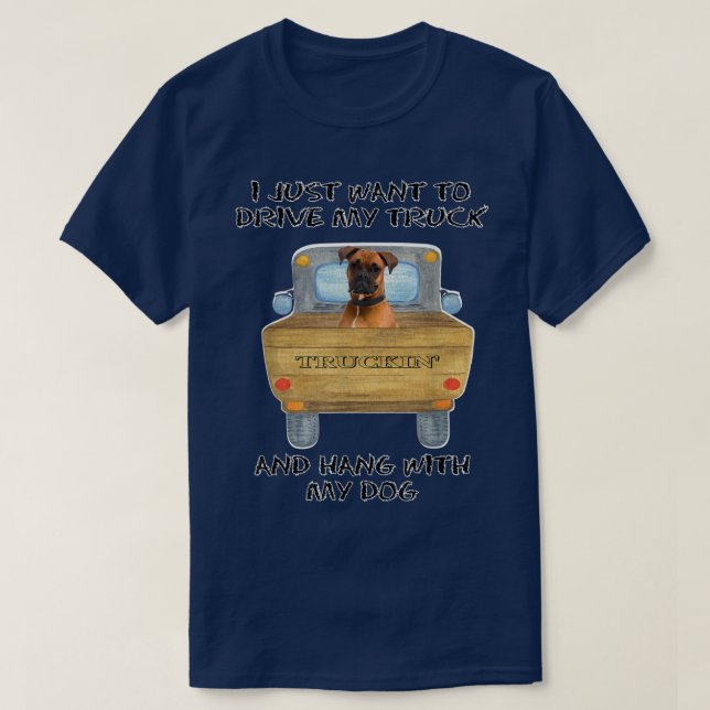 T-shirt Truck Driving Dog Boxer  (Design devant)