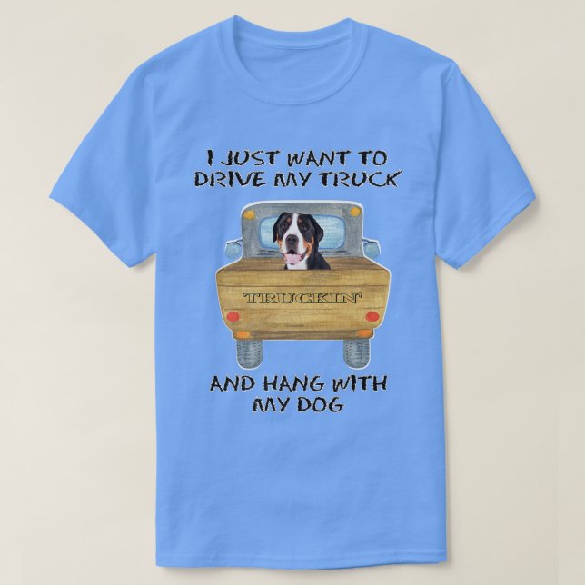 T-shirt Truck Driving Dog Greater Swiss Mountain Dog  (Design devant)