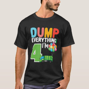 T-shirt Truck Garbage Birthday 4 Year Old Truck Garbage Bi