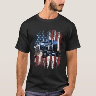 T-shirt Trucker American Flag Truck Driver Truck Driver