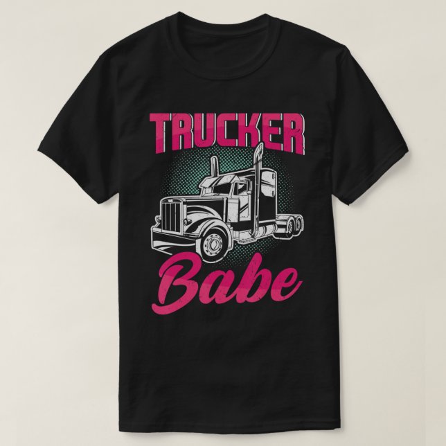 T-shirt Trucker Babe Femme Chauffeur de camion Femme Truck (Design devant)