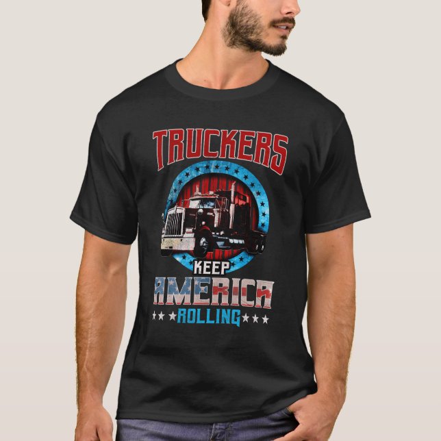 T-shirt Trucker Cadeaux Tracteur Tracteur 18 Wheeler Ameri (Devant)