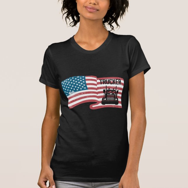 T-shirt Trucker fier Drapeau américain 4 juillet Camion US (Devant)