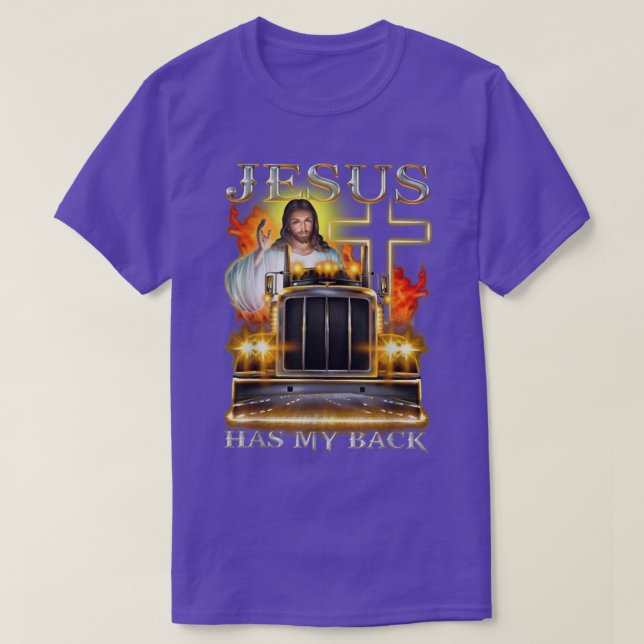 T-shirt Trucker Lover Jesus-Has-My-Back (Design devant)