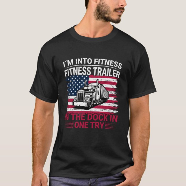 T-shirt Truckers I'm Into Fitness Trucker USA Flag Vintage (Devant)