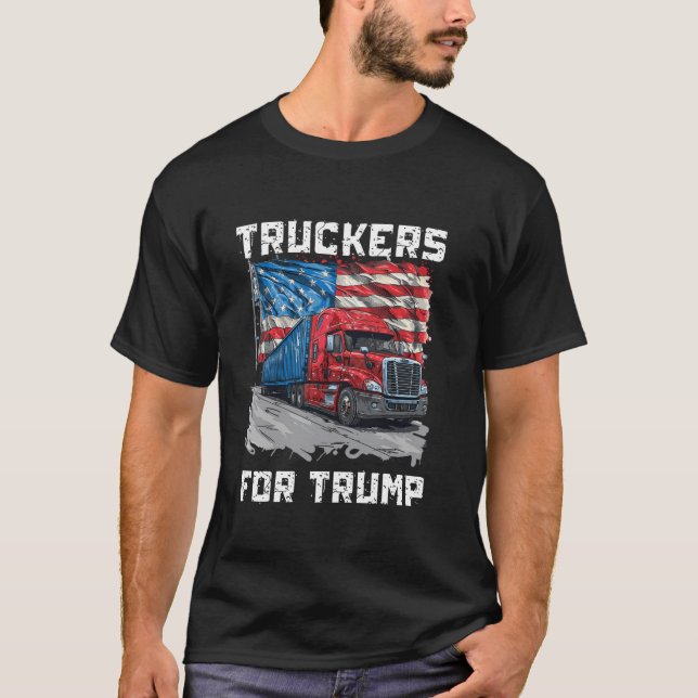 T-shirt Truckers Pour Trump Conduite Truckers Truckers Cam (Devant)