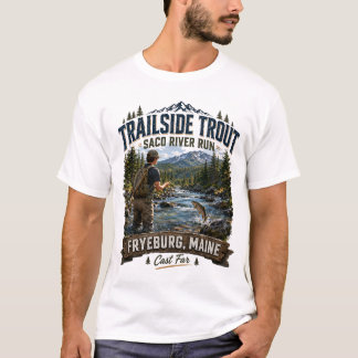 T-shirt Truitard au bord du Saco River Run Fryeburg Maine 