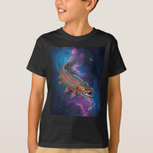 T-shirt Truite arc-en-ciel cosmique nageant dans la nébule