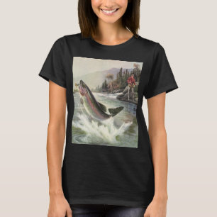 T-shirt Truite arc-en-ciel, pêcheur de poissons vintage pê