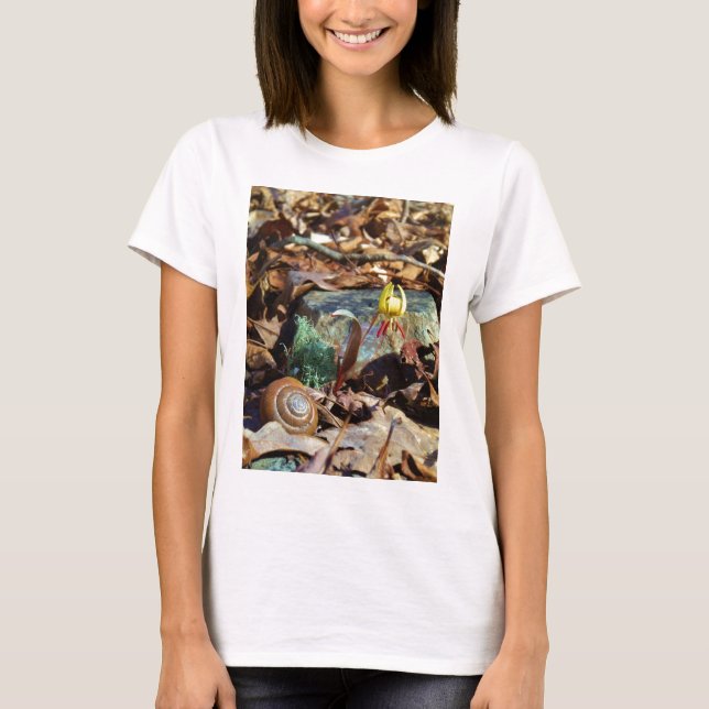 T-shirt Truite jaune et prune Lily et Coquille d'escargot (Devant)
