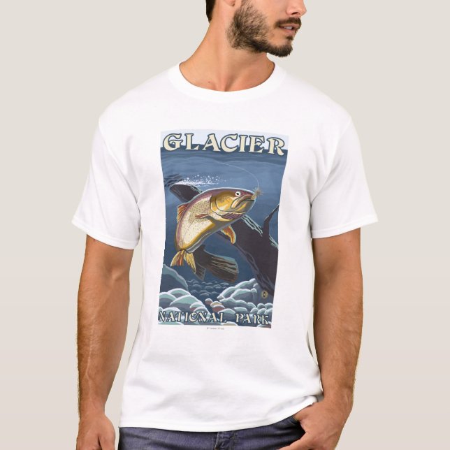 T-shirt Truite pêchant la section transversale (Devant)