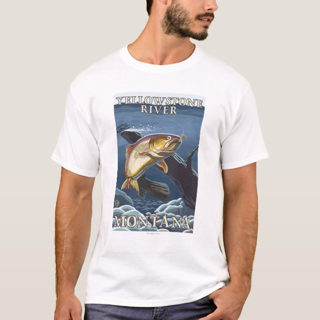 T-shirt Truite pêchant la section transversale 5 (Devant)