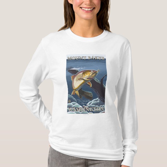 T-shirt Truite pêchant la section transversale - Baker de (Devant)