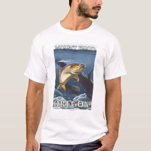 T-shirt Truite pêchant la section transversale - capot de