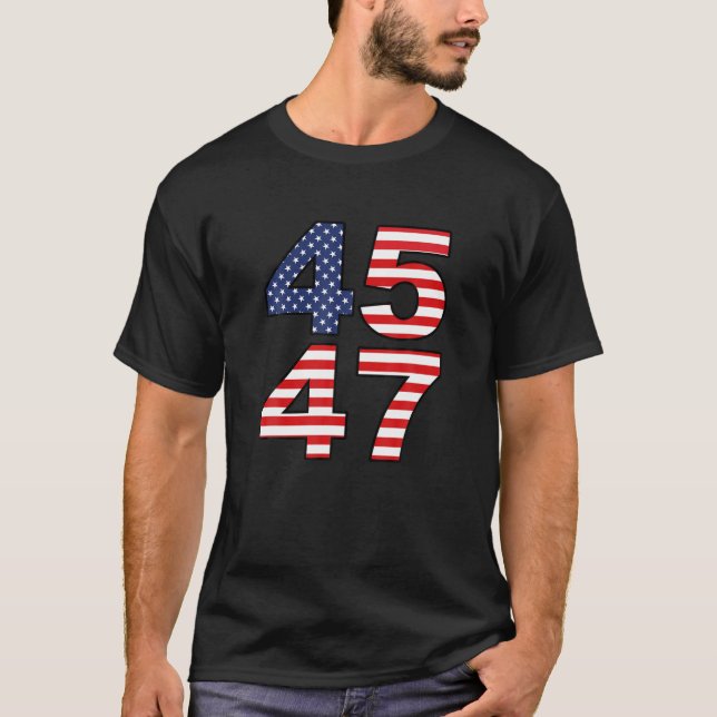 T-shirt Trump 2024 45 47 Drapeau Américain USA Amérique 4E (Devant)