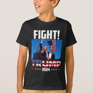 T-shirt Trump 2024 Combat Poing Rassemblement Trump Rassem