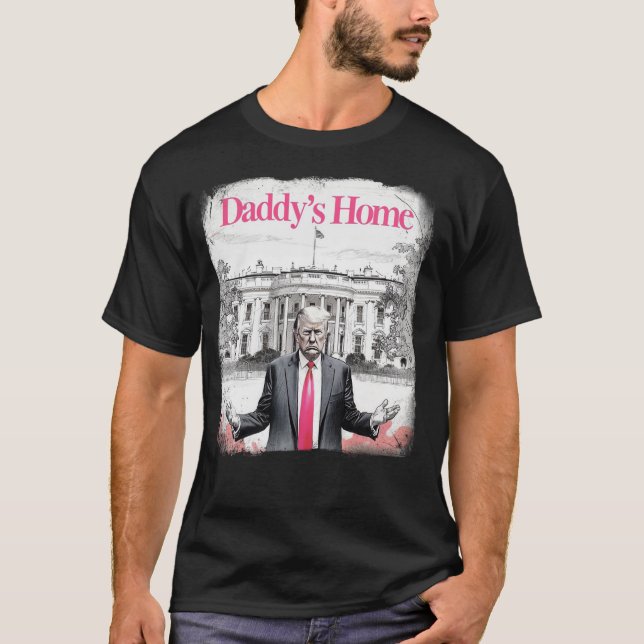 T-shirt Trump 2024 "Daddy's Home" rose - Reprendre l'Améri (Devant)