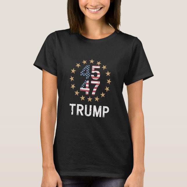 T-shirt Trump 2024 Drapeau de l'Amérique Revenir Trump 45  (Devant)
