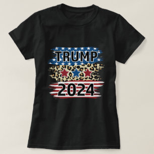 T-shirt Trump 2024 Fun American Flag Cheetah Motif