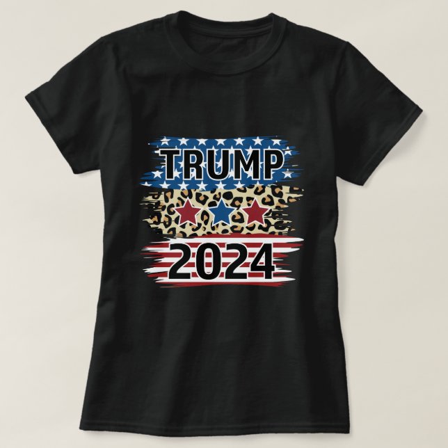 T-shirt Trump 2024 Fun American Flag Cheetah Motif (Design devant)