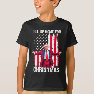 T-shirt Trump 2024 Je serai à la maison pour Noël Trump dr