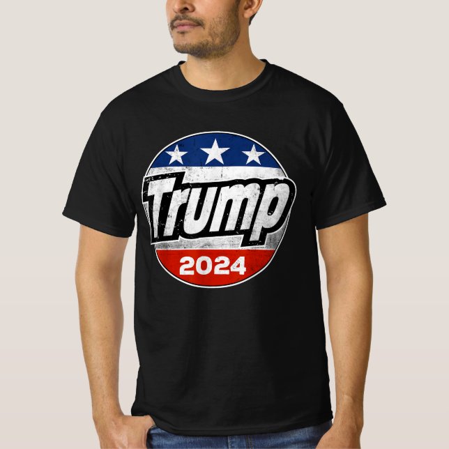 T-shirt Trump 2024 Pour Président Bouton du drapeau améric (Devant)